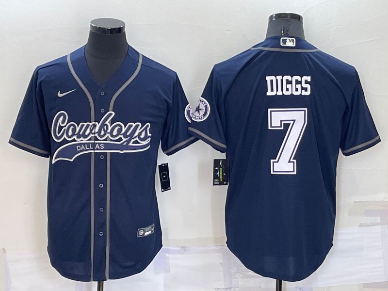 Men Dallas Cowboys #7 Diggs Blue Nike Co branded Jersey->dallas cowboys->NFL Jersey